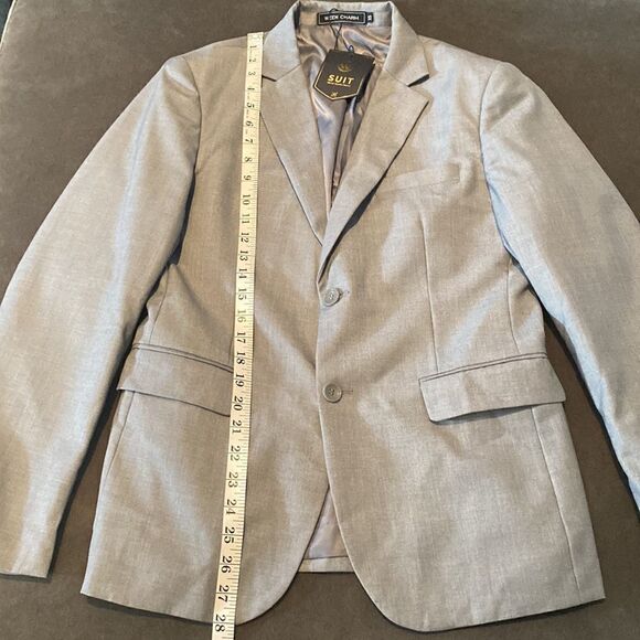 Men’s or Teen Light Gray Slim Fit Suit Jacket Prom Party Wedding Size XS NWT - Picture 5 of 10